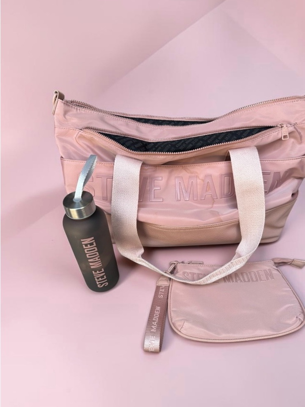 Steve Madden Pink Tote Bag with Matching Pouch